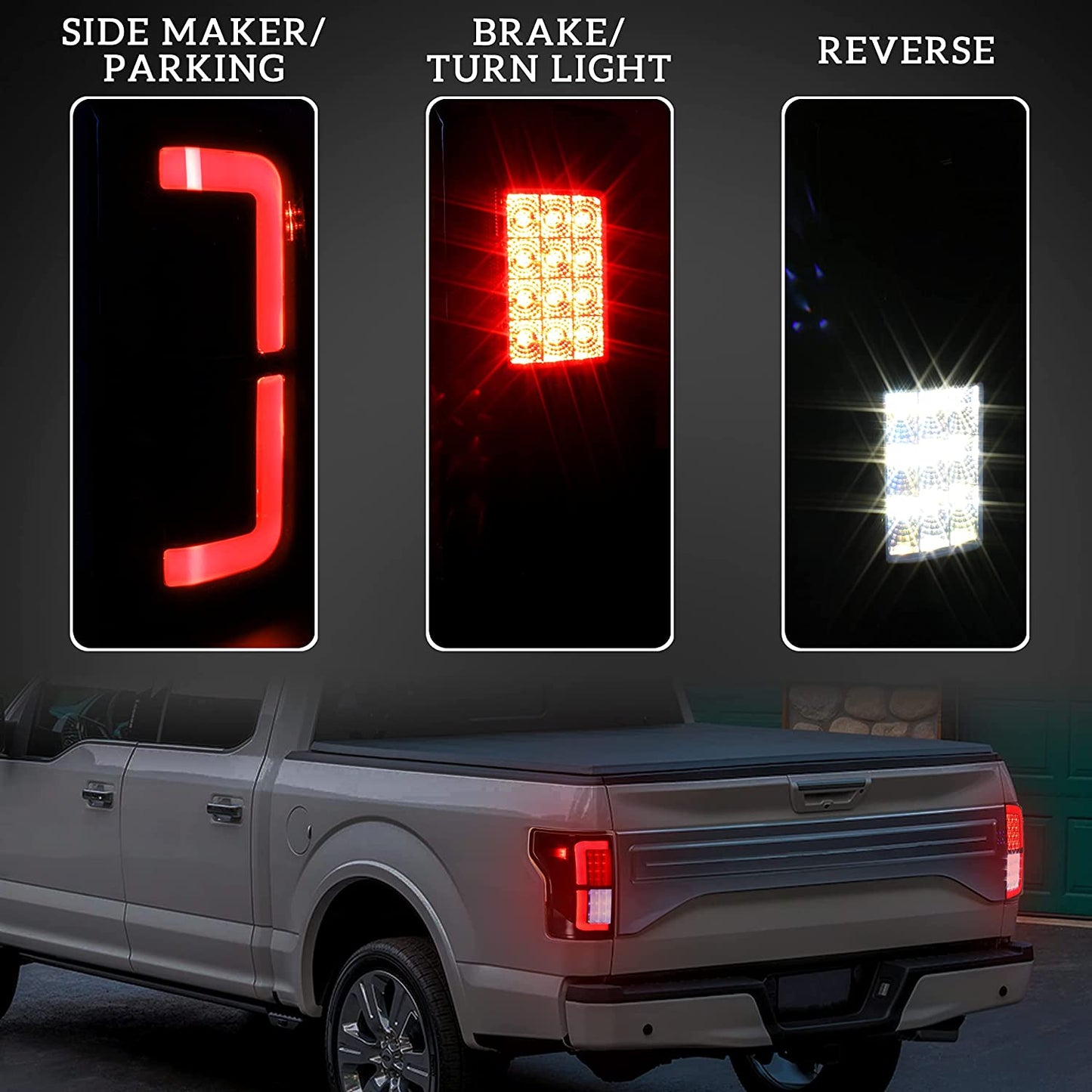 New Upgraded LED Tail Lights Assembly for F150 18-20, Smoked Black LED Taillights Brake Rear Lamps Parking Light for Ford F-150 2018-2020 Accessories (2PCS, Driver & Passenger Side) - OMOTOR