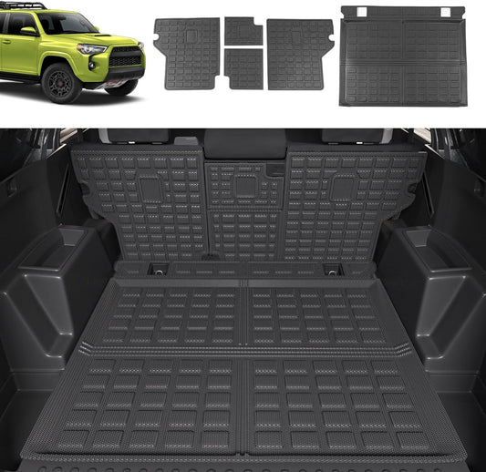 Trunk Mat Backrest Mat Compatible with 2010-2024 Toyota 4Runner 5-Seater Cargo Mat Backrest Mat Replacement for 10-23 4Runner Accessories (Only Fit W/O Sliding Tray) (Cargo Mat+Backrest Mat)