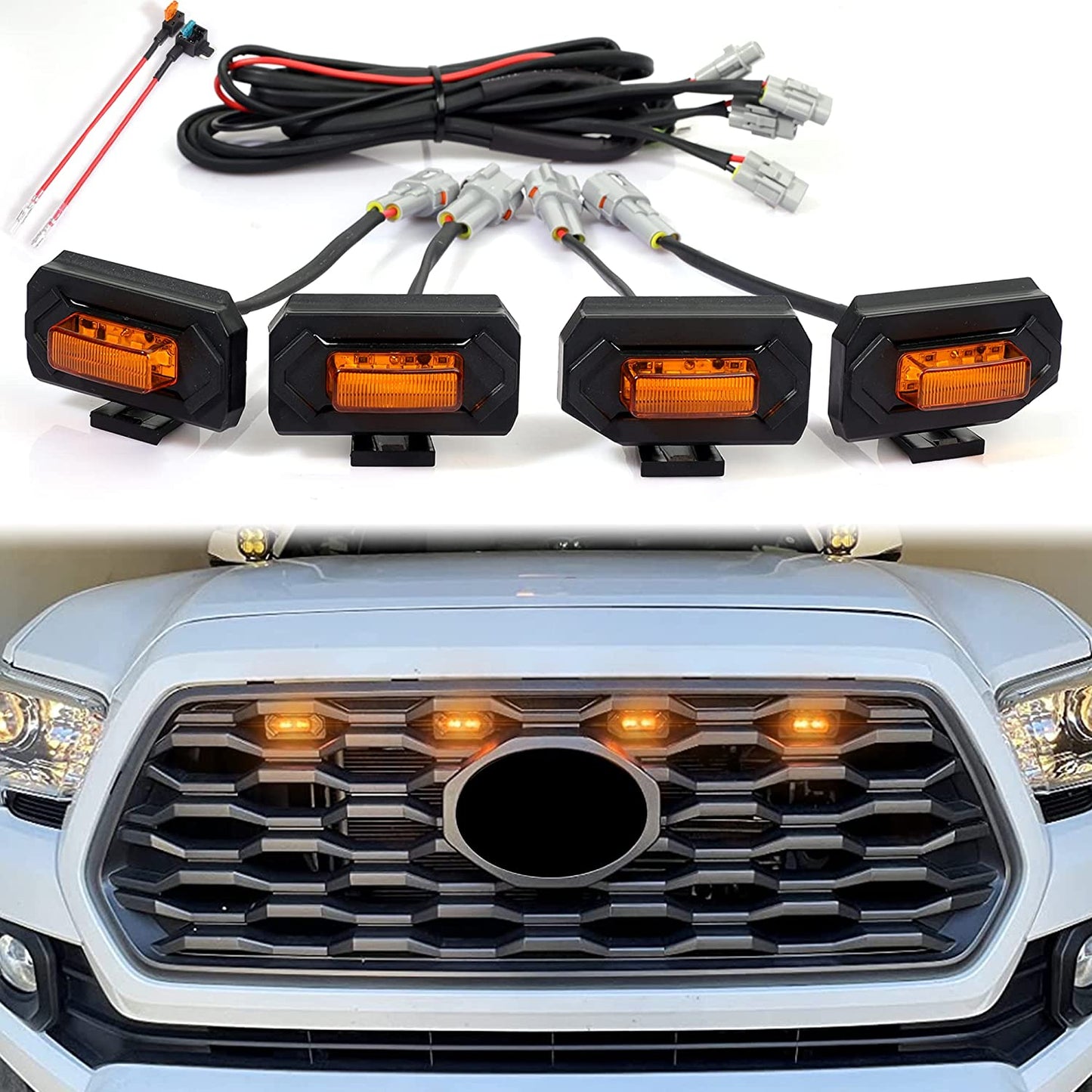 Upgraded Seven Sparta Grill LED Lights 4 PCS Compatible with Toyota Tacoma 2020-2023 - OMOTOR