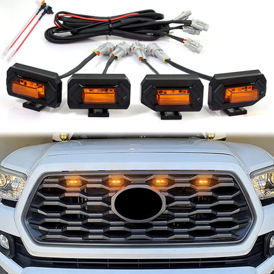4 PCS Grill LED Lights with Fuse Adaptor Compatible with Toyota Tacoma 2020-2023 TRD Off Road & Sport