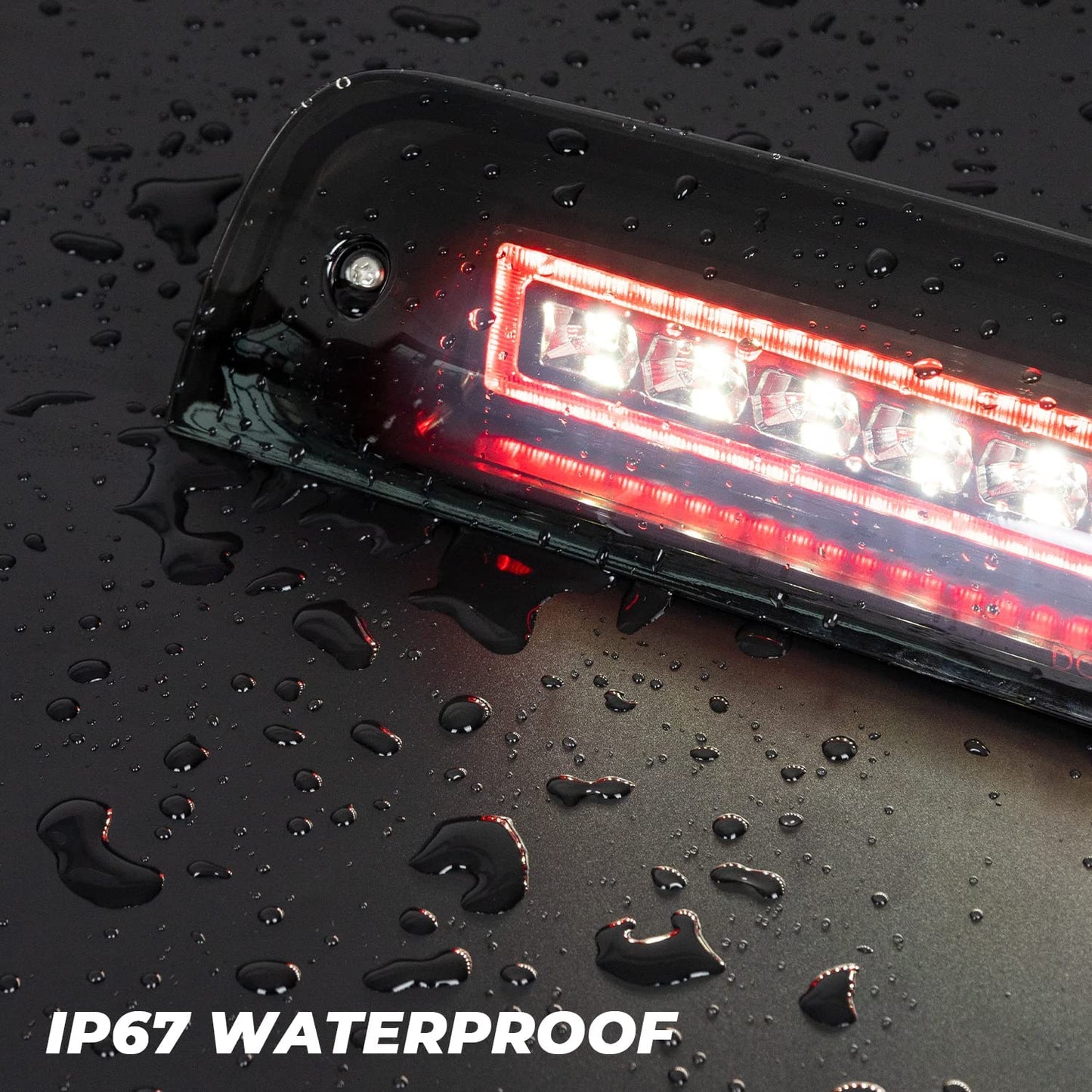 Upgraded Led Third Brake Light with Strobe Mode Switch for 2009-2018 Dodge Ram 1500 2500 3500 Pickup High Mount Brake Cargo Light with Smoke Lens Black Housing - OMOTOR