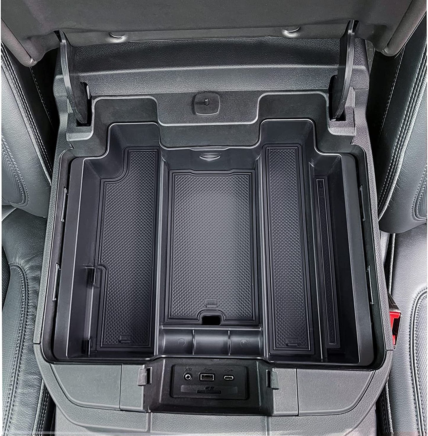 Full-Size Center Console Tray Compatible with 2019-2022 Chevy Silverado/GMC Sierra 1500 and 2020-2023 Silverado/Sierra 2500HD 3500HD, Armrest Organizer (Full Console w/Bucket Seats ONLY) - OMOTOR