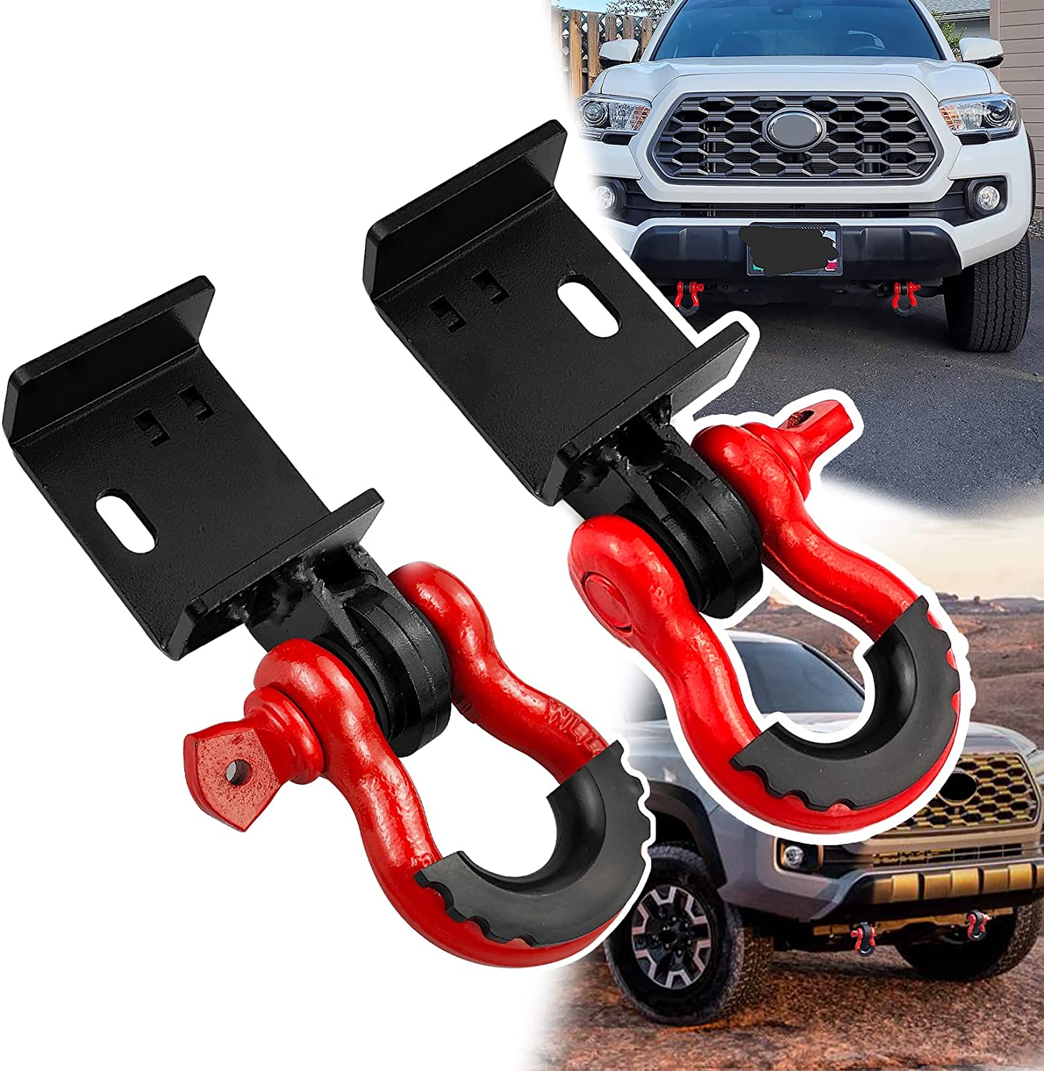 Omotor Front Demon Tow Hook Bracket with 3/4 inch Shackles Fit for Toy