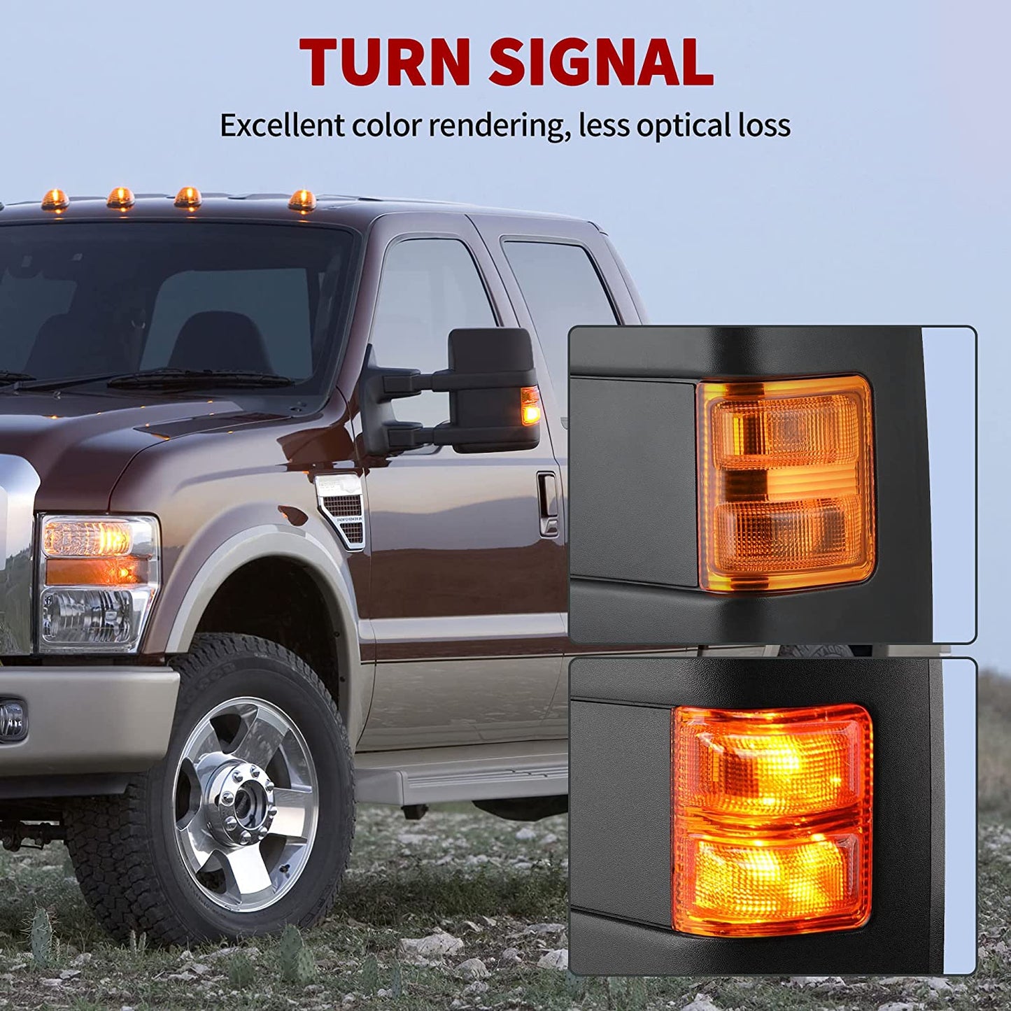 Towing Mirrors compatible for 1999-2007 Ford F250 F350 F450 F550 Super Duty Tow Mirrors Power Heated with Turn Signal Light Side Mirrors 1999 2000 2001 2002 2003 2004 2005 2006 2007 - OMOTOR