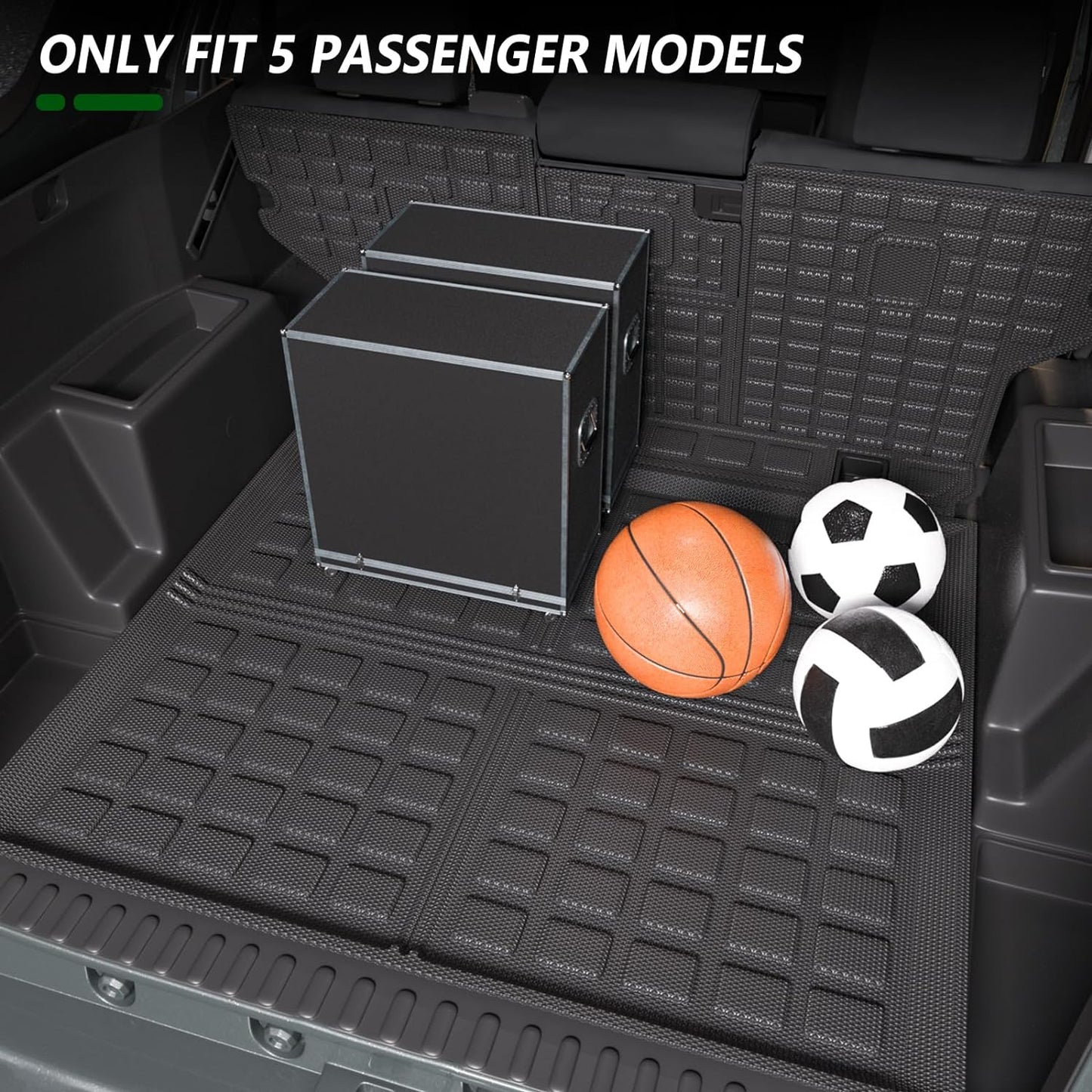 Trunk Mat Backrest Mat Compatible with 2010-2024 Toyota 4Runner 5-Seater Cargo Mat Backrest Mat Replacement for 10-23 4Runner Accessories (Only Fit W/O Sliding Tray) (Cargo Mat+Backrest Mat) - OMOTOR