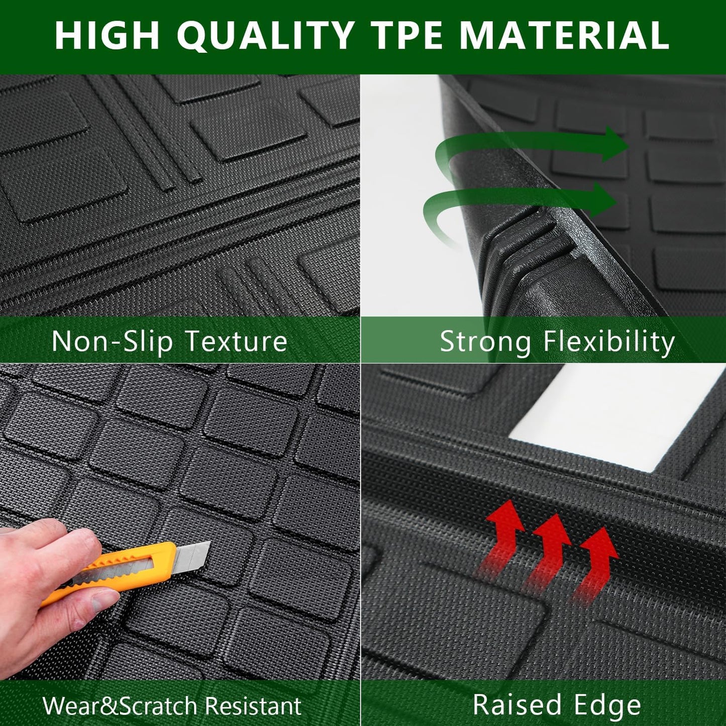 Trunk Mat Backrest Mat Compatible with 2010-2024 Toyota 4Runner 5-Seater Cargo Mat Backrest Mat Replacement for 10-23 4Runner Accessories (Only Fit W/O Sliding Tray) (Cargo Mat+Backrest Mat) - OMOTOR