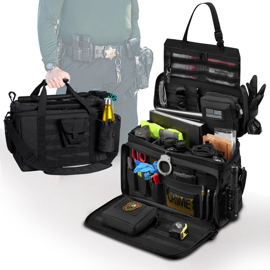 Patrol Bag Used By Law Enforcement Police Gear and Military Grade - Water Resistant Police Officer Duty Bag - Heavy Duty Car Front Seat Organizer with Multiple Storage Space - OMOTOR