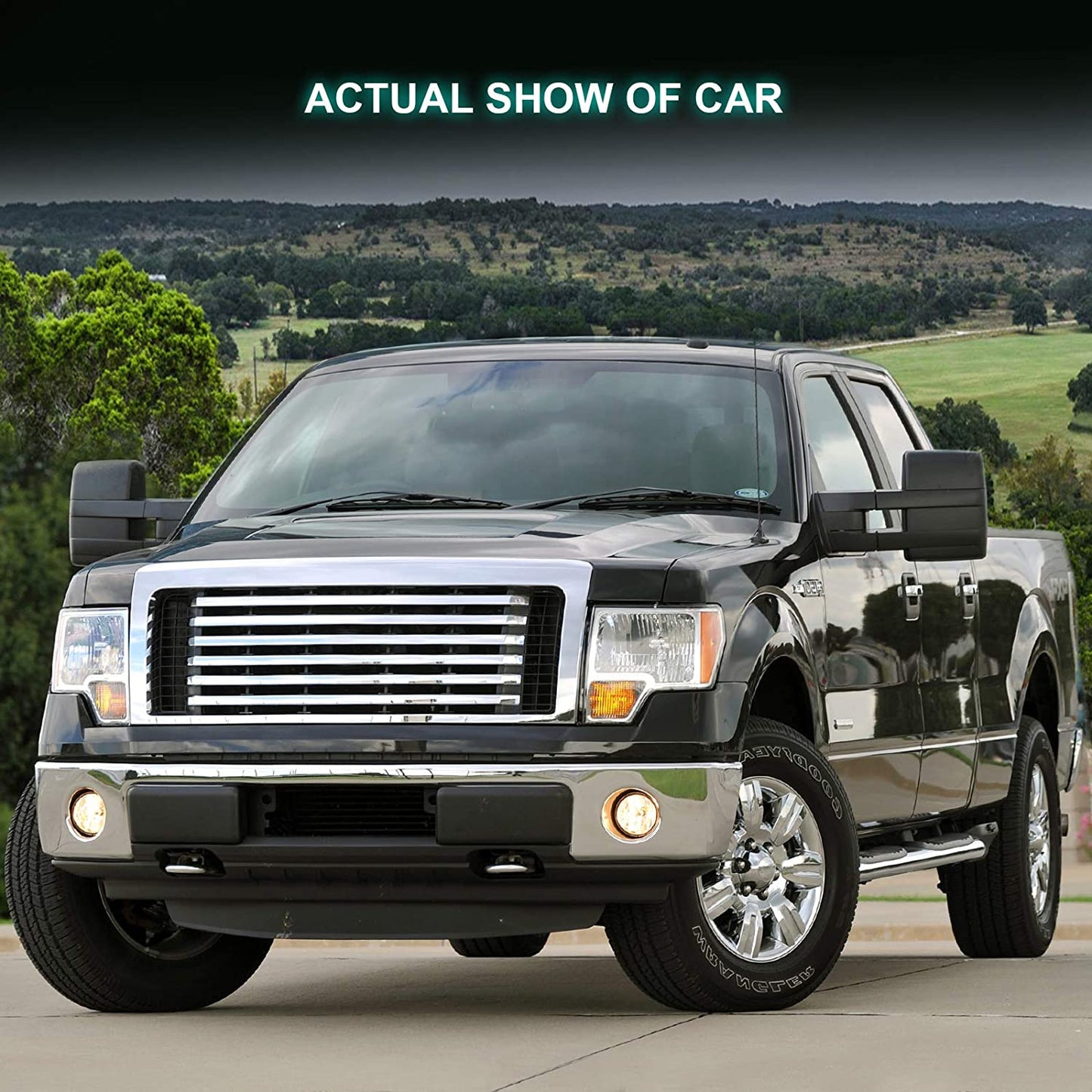 For Ford Towing Mirrors SCITOO Exterior Accessories Mirrors for 2007-2014 Ford F150 Truck with Power Controlling Heated Amber Turn Signal Manual Telescoping and Folding Features - OMOTOR
