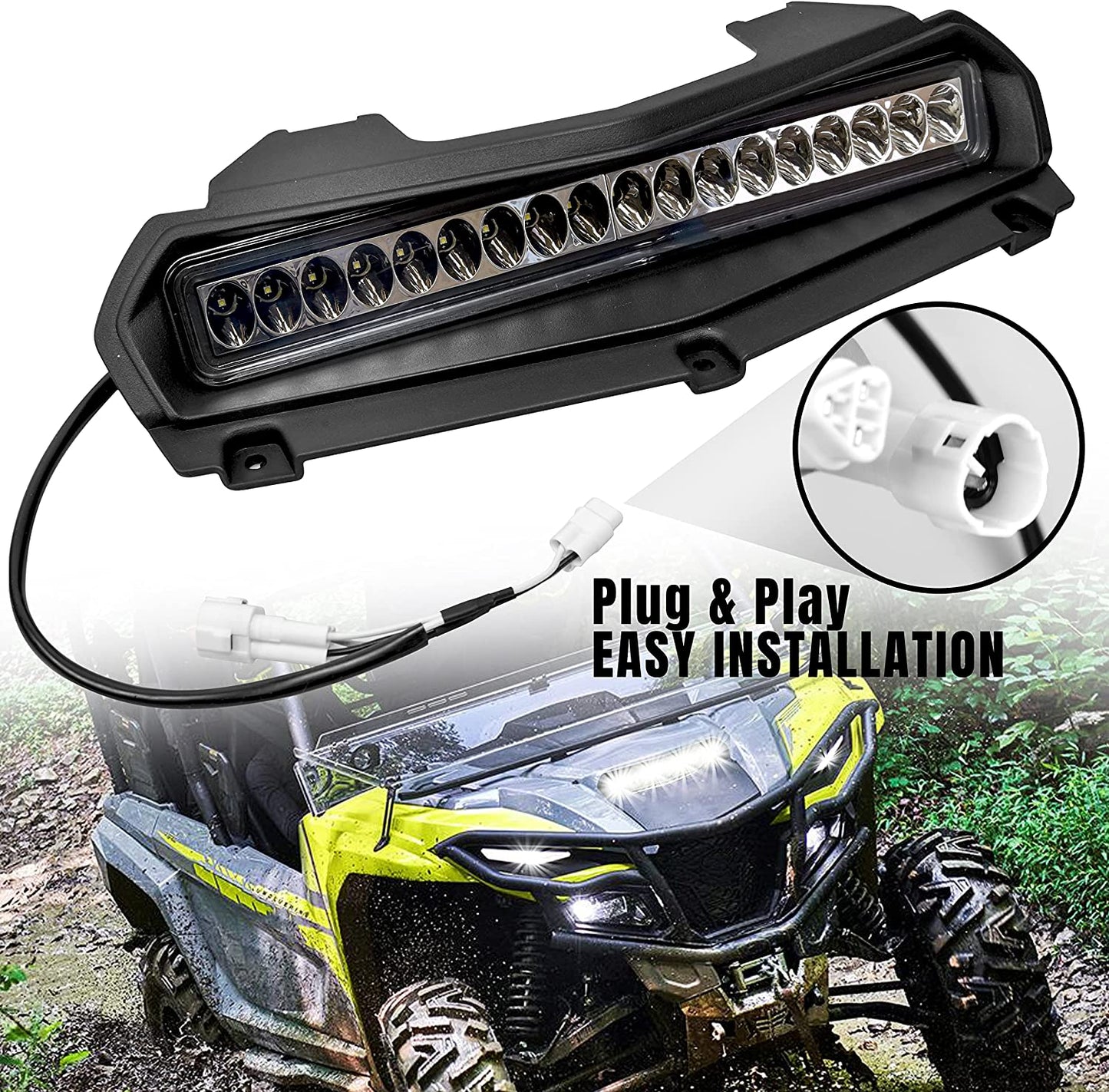 LED Hood Scoop Light for Yamaha RMAX 1000,Yamaha Wolverine RMAX2 1000 / RMAX4 1000 2021 2022 2023 - OMOTOR