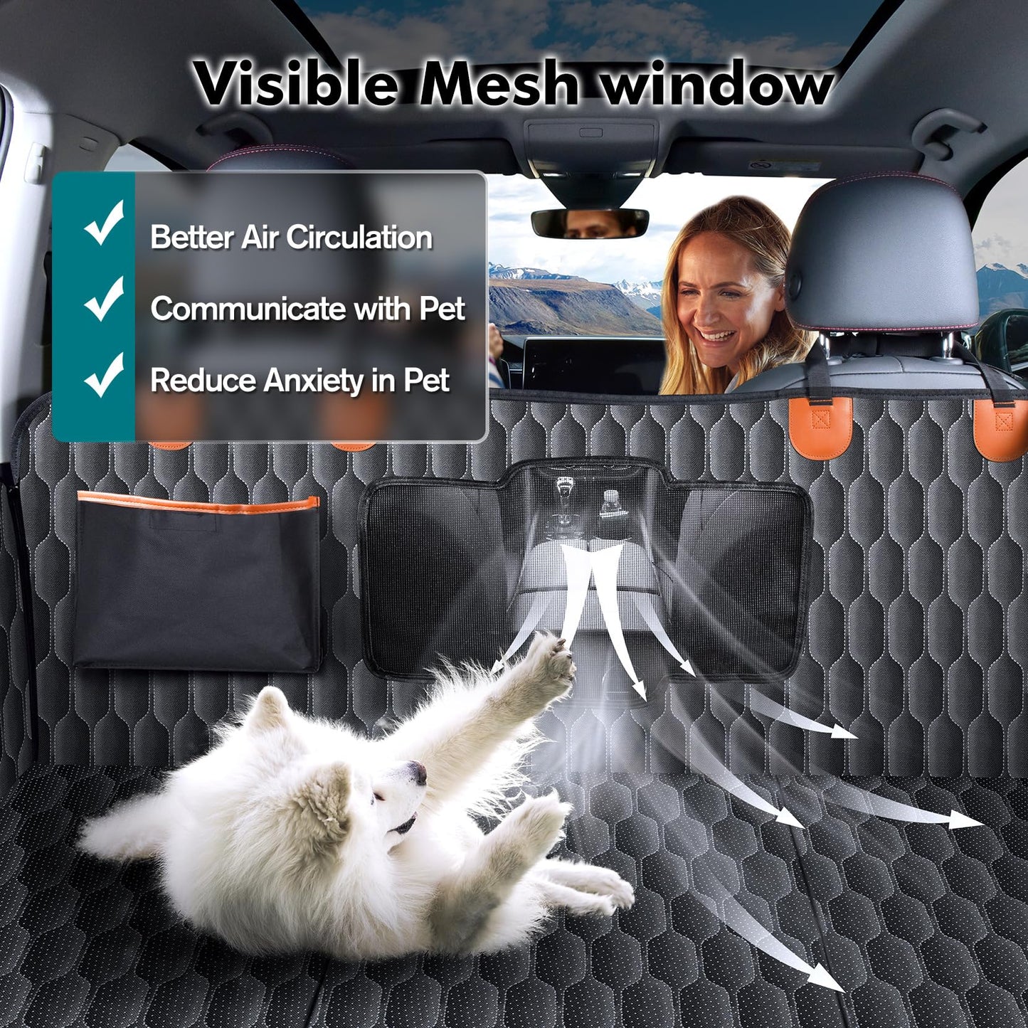 Back Seat Extender for Dogs-Supports 330lb,Waterproof Dog Car Seat Cover Hard Bottom-Detachable,600D Heavy Duty Scratch Proof Nonslip Durable Soft,Dog Hammock for Car,SUVs - OMOTOR