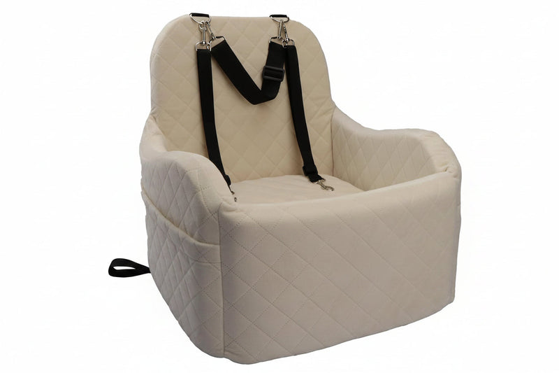Dog Booster Car Seat for Small/Medium Dogs, Memory Foam Elevated Cushion, Fully Detachable & Washable with Safety Leashes, Fits All Car Seats & SUV