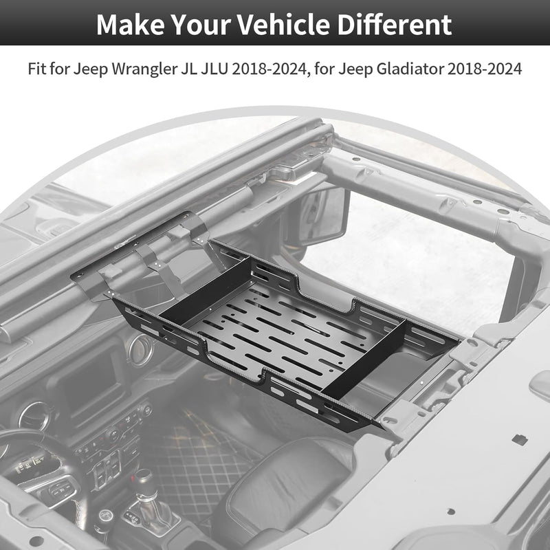 Rack Overhead Molle Panel Accessories Fit for 2018-2026 Jeep Wrangler JL JLU, 2018-2026 Jeep Gladiator JT, 2007-2018 Jeep Wrangler JK JKU ﻿