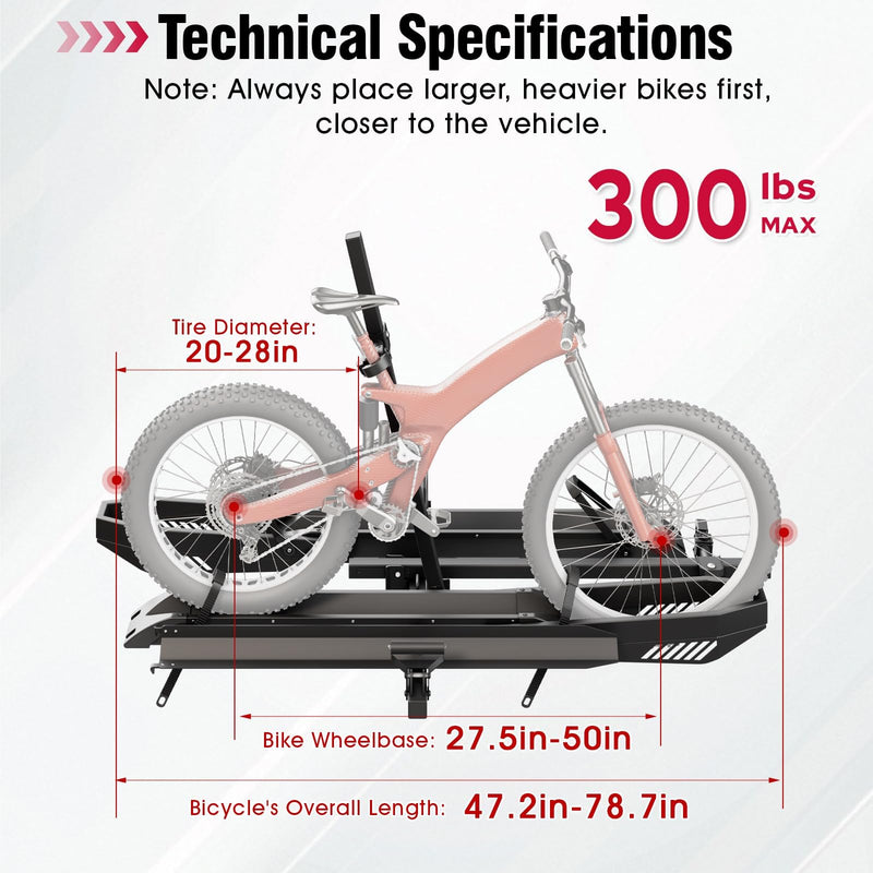 Foldable Hitch Bike Rack for 2 Fat Tire E-Bikes