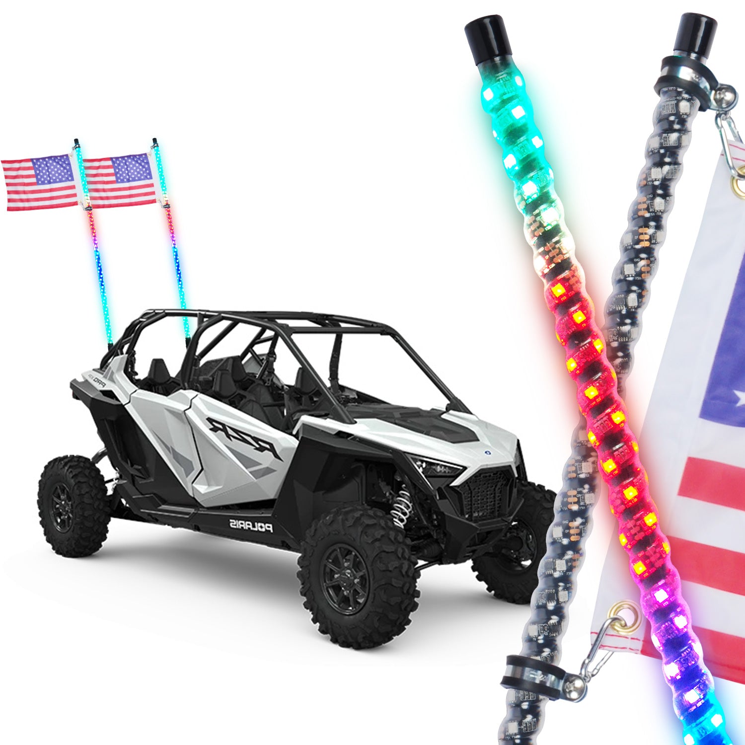 RGB LED Whip Lights for ATV, UTV & Off-Road — OMOTOR