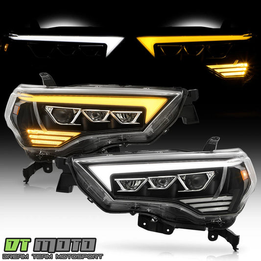 For 2014-2020 Toyota 4Runner Black LED Switchback Projector Headlights Headlamps