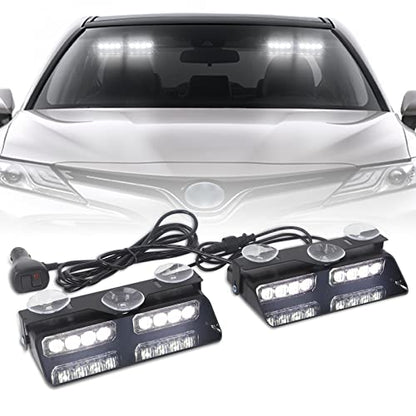 2 in 1 Dash Strobe Lights Front/Rear 16 LED Windshield Lights