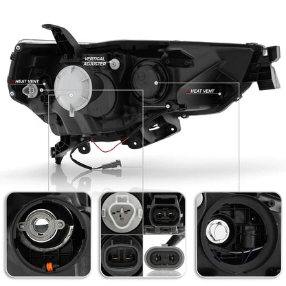 For 2014-2020 Toyota 4Runner Black LED Switchback Projector Headlights Headlamps - OMOTOR