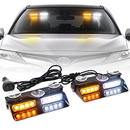 2 in 1 Dash Strobe Lights Front/Rear 16 LED Windshield Lights