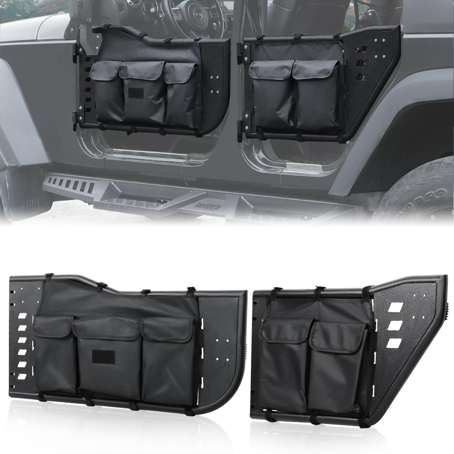Tube Half Doors Fit for 2007-2018 Jeep Wrangler JK Unlimited 4-Door (exclude JL & JT&2Door Models)