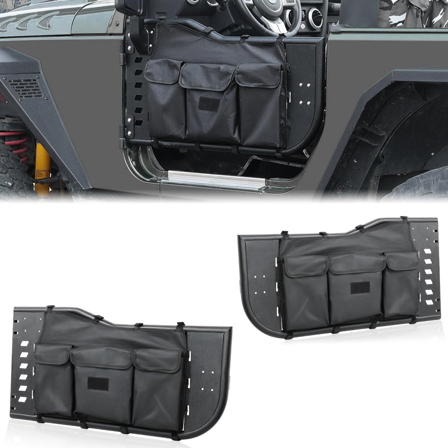 Tube Half Doors With Storage Bag Fit for 2007-2018 Jeep Wrangler JK Unlimited 2-Door (exclude JL & JT Models)