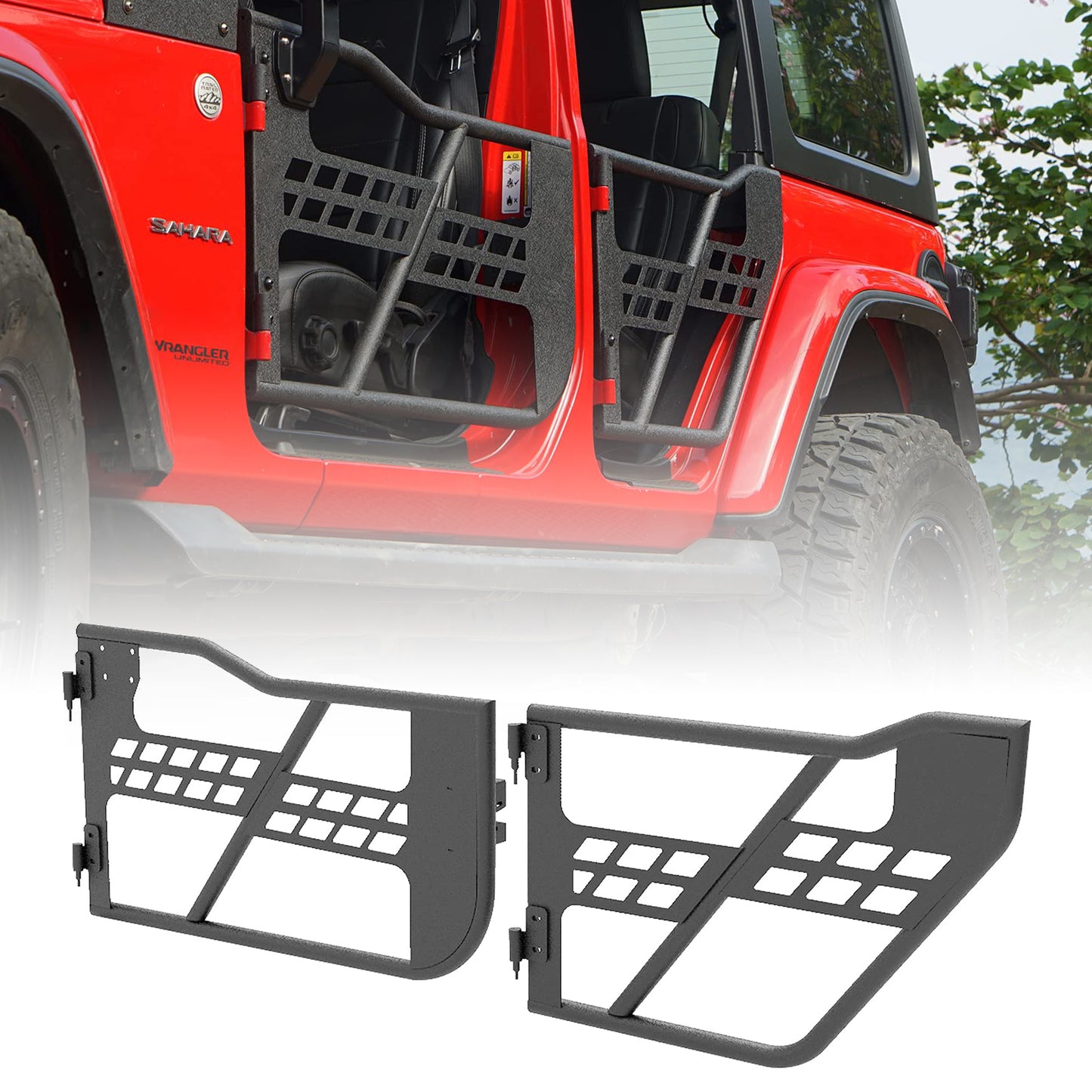 Front Rear Tubular Half Doors for 2018-2025 Jeep Wrangler JL & 2020-2025 Gladiator JT