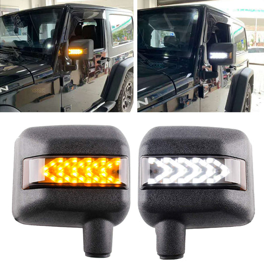 1 Pcs LED Side Mirror with Sequential Turn Signal Lights Fit for Jeep Wrangler JK JKU 2007-2018 - OMOTOR