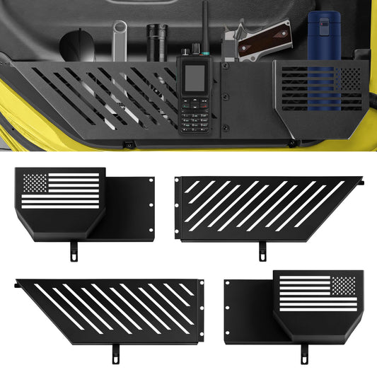 Metal Front Door Storage Pockets for Jeep Wrangler JL JLU 4XE 2018-2025 /Gladiator JT 2020-2025 - OMOTOR