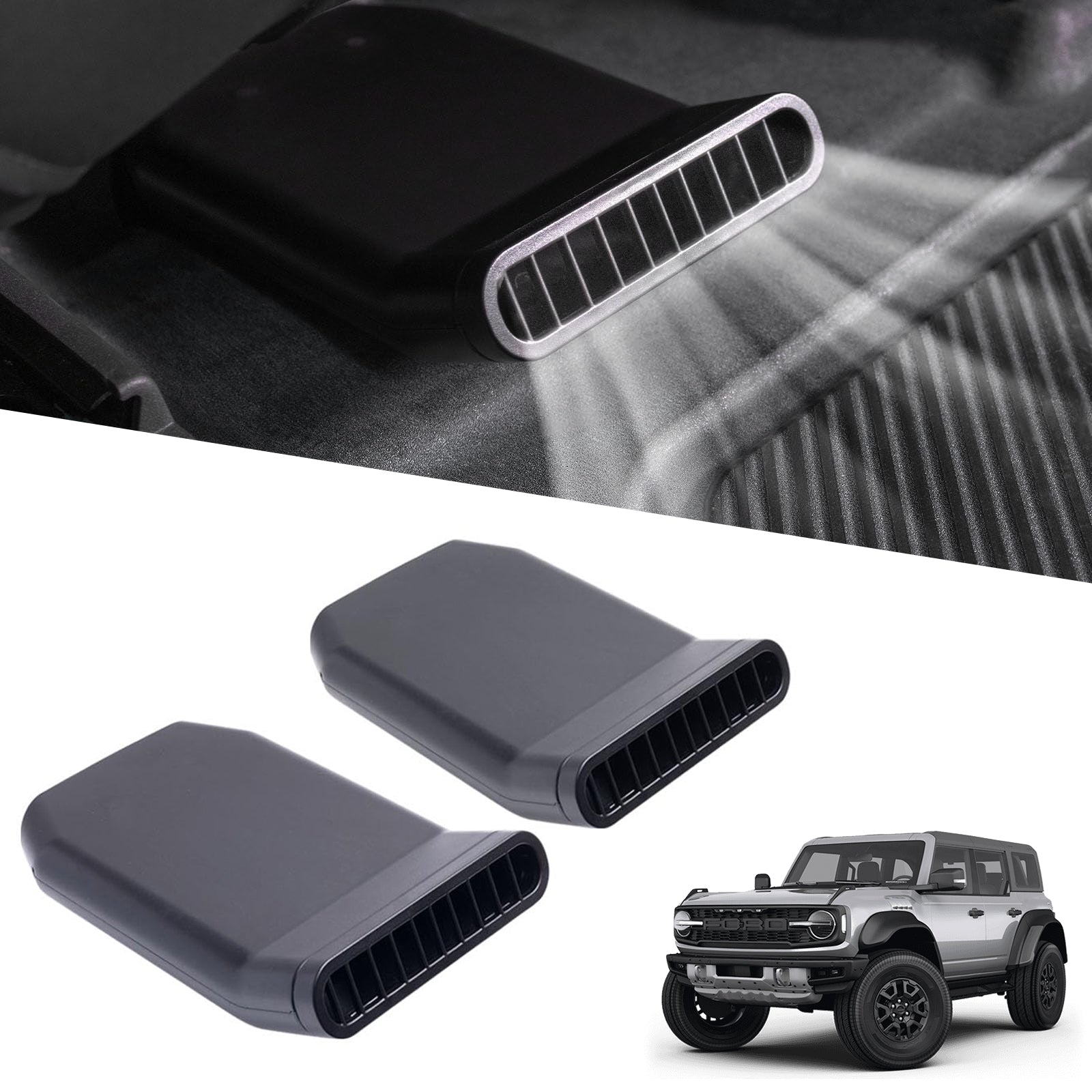 2PCS Plug-in Under Seat Vent Deflectors Compatible with 2021-2026 Ford Bronco 4 Doors