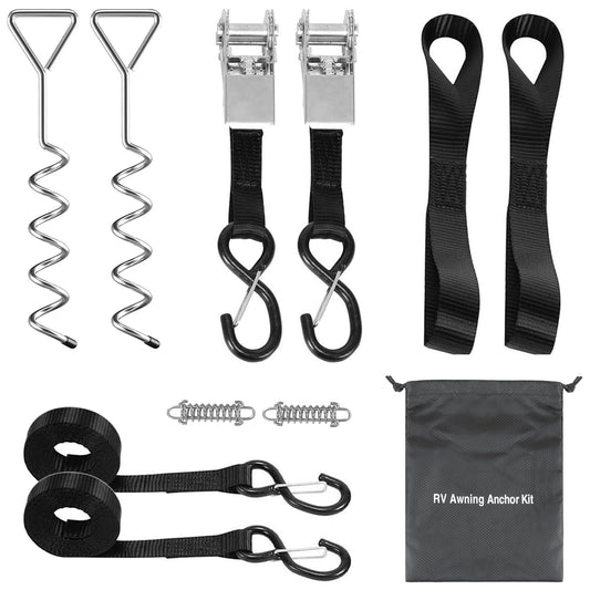 RV Awning Tie Down Kit for Wind WanDwel Heavy Duty Camper Anchors Canopy Support Parts & Accessories - OMOTOR