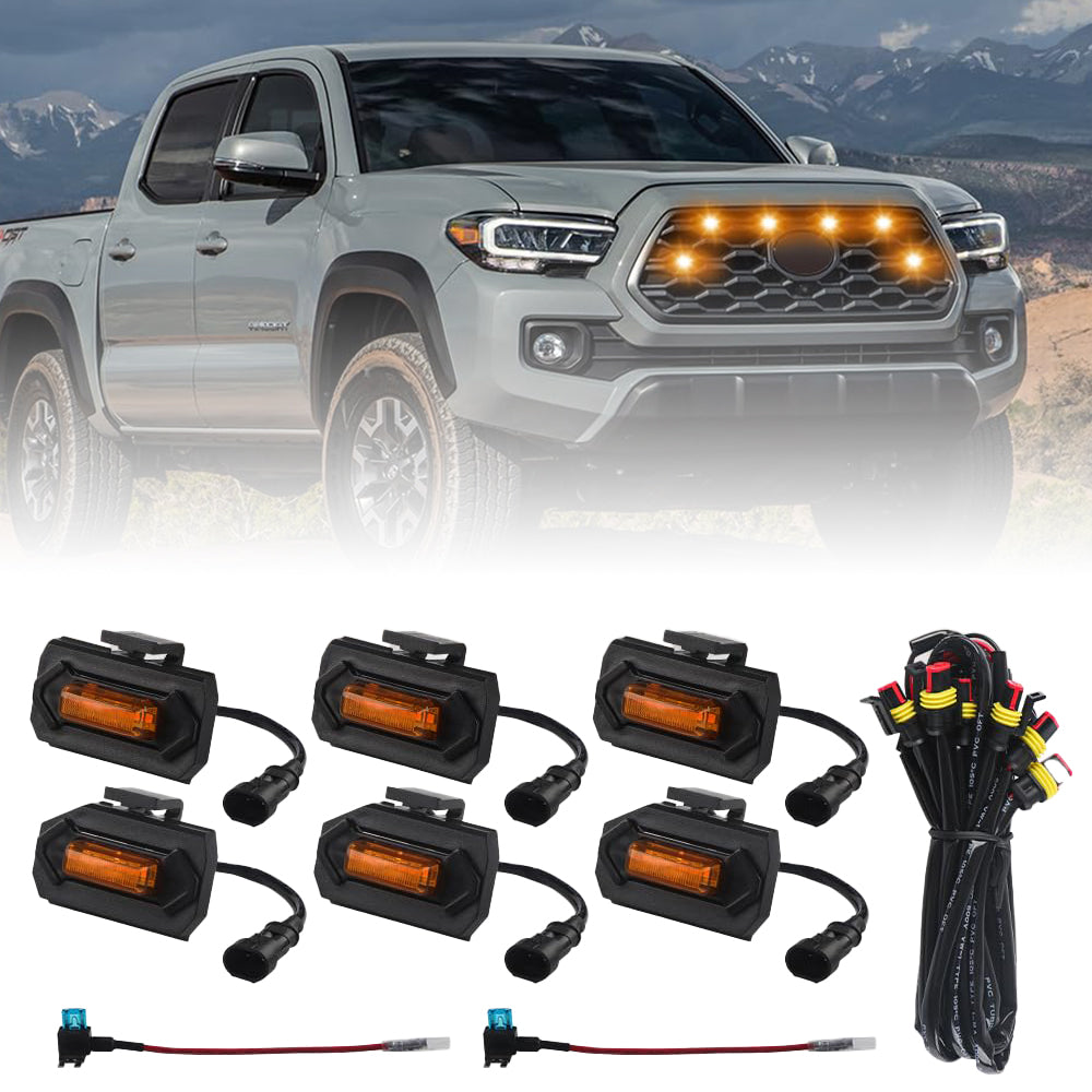 6PCS Front Grill Lights Compatible with Toyota Tacoma TRD Off Road & Sport OEM Grill 2020 - 2023 - OMOTOR
