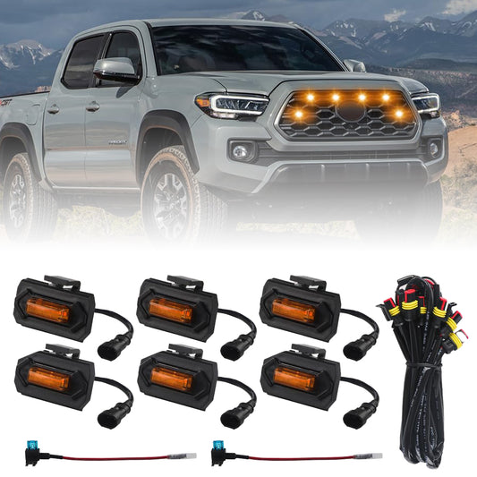 6PCS Front Grill Lights Compatible with Toyota Tacoma TRD Off Road & Sport OEM Grill 2020 - 2023 - OMOTOR