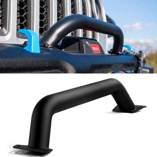 Black Front Brush Guard 3.12 inch Height to Clear Winch Compatible with 2018+ Jeep Wrangler JL, 2019+ Gladiator JT - OMOTOR