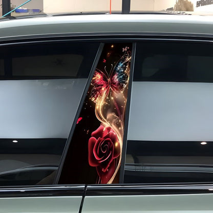 Butterfly and rose patterned car central pillar stickers and window trim strips - OMOTOR