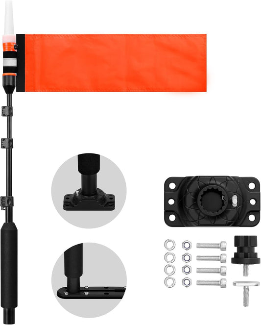 360 Degree LED MightyMount and Hardware Kayak Fishing Visibility Flag - OMOTOR