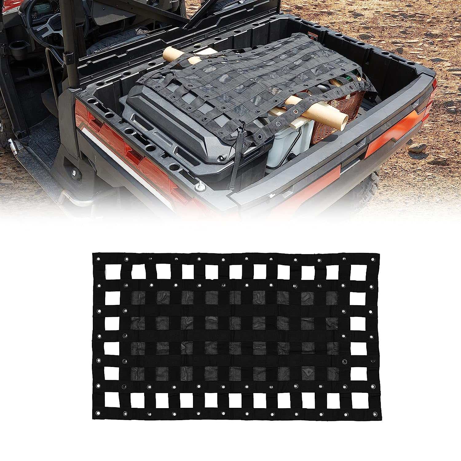 Heavy Duty UTV Cargo Net Compatible with Polaris Ranger General Can am Defender Commander Maverick
