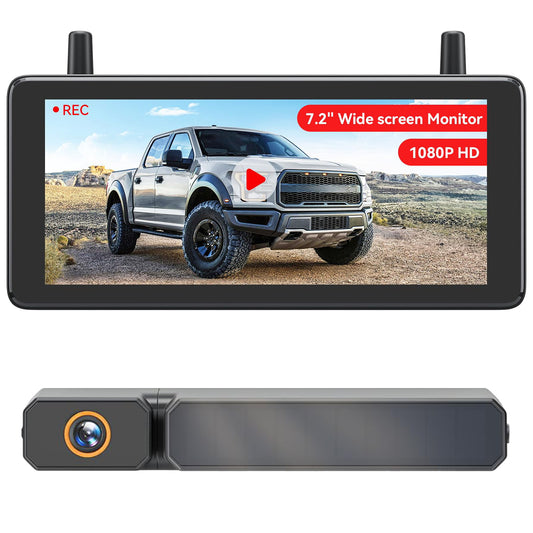 7.2" DVR Portable Solar Wireless Backup Camera For Car, Van, SUV, Truck, Trailer - OMOTOR
