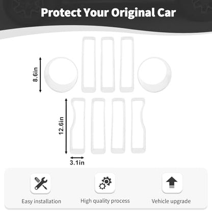9pcs Mesh Front Grille Grill Insert Headlight Light Cover Trim for Jeep Wrangler JL JLU 2018-2022