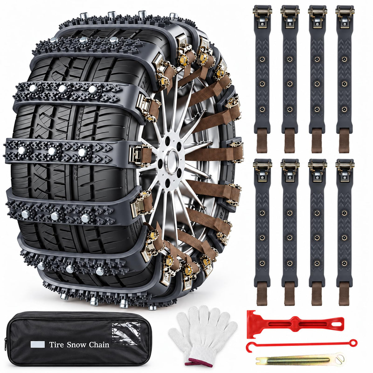Universal Snow Chains, Portable Tire Chains for Car Truck SUV