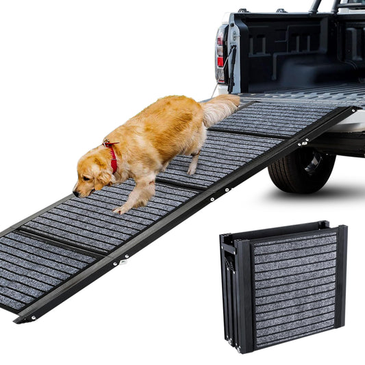 71"/67"/63" Large Dog Car Ramp,Folding Dog Ramp for Stairs with Anti-Slip Rug Surface,Pet Ramp for Dogs to Get Into a Car,SUV & Trucks,Dog Ramps for Large Medium Small Dogs Up to 200Lbs - OMOTOR