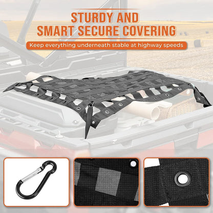 Heavy Duty UTV Cargo Net Stretchable UTV Roof Rack Bed Rail Cargo Bungee Netting with Straps Compatible with Polaris Ranger General Can am Defender Commander Maverick- 47" L 27" W - OMOTOR