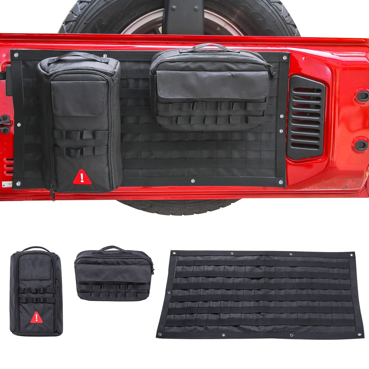 Tailgate Storage Bag Tool Kit for Jeep Wrangler TJ JK JKU JL JLU 1997-2022 - OMOTOR