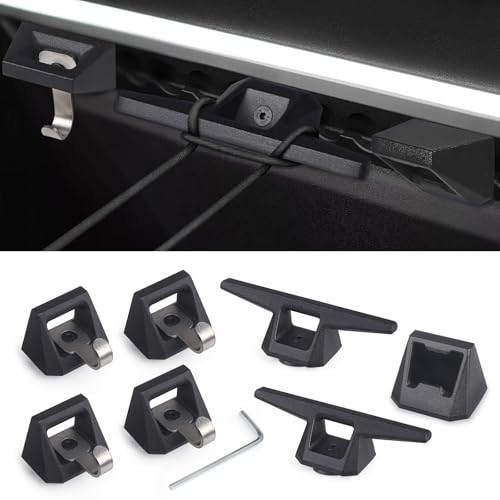 7Pcs Set Bed Rail Track Hook and L Track Cleat Hooks & Bottle Opener Compatible with Tesla Cybertruck 2023 - 2026
