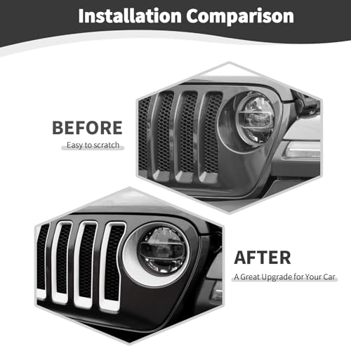 9pcs Mesh Front Grille Grill Insert Headlight Light Cover Trim for Jeep Wrangler JL JLU 2018-2022