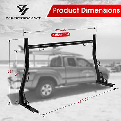 Truck Ladder Racks 800Ibs Capacity Extendable Pick-up Truck Bed Ladder Rack, Universal Heavy Duty - OMOTOR