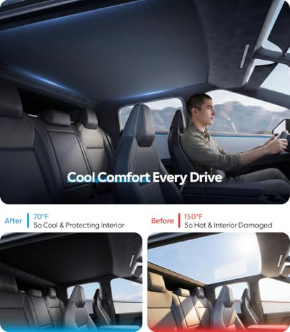 Black Interior Sunshade Roof For Tesla Cybertruck 2023~2026