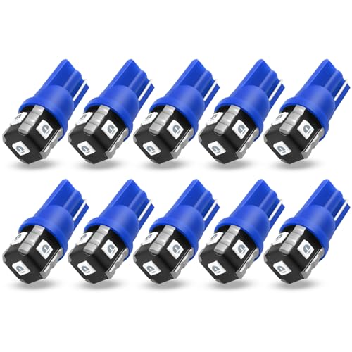 194 LED Light Bulb Blue, T10 168 Interior Dome Lights, 10 Pack
