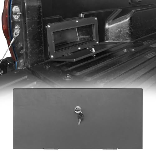 Bed Security Lock Lid Extra Storage for Toyota Tacoma 2005-2023 2nd & 3rd Gen (Black Steel)