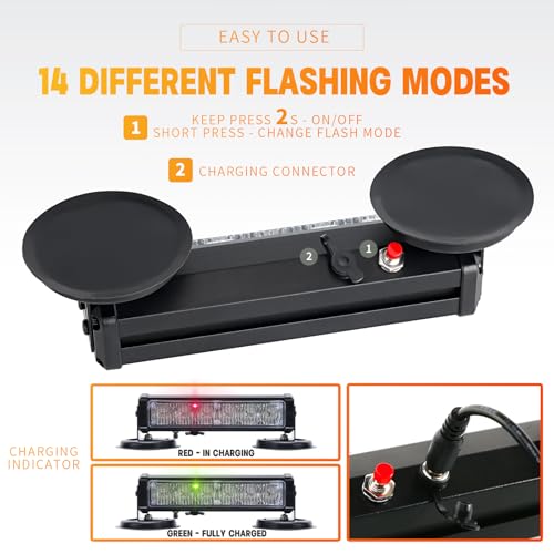Battery Operated Flashing Strobe Light Bar for Vehicles Trucks Car