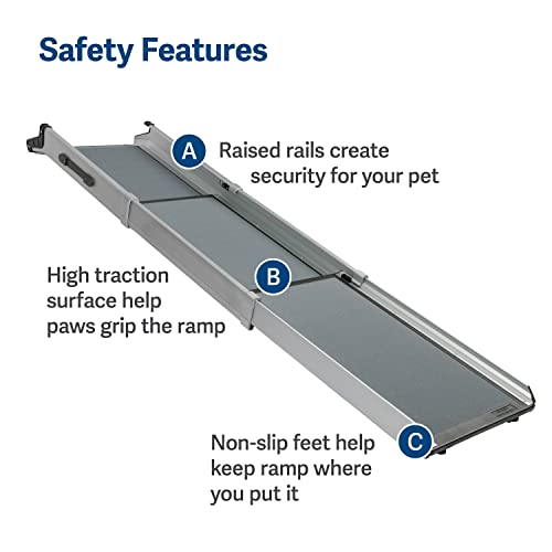 Dog Ramp Extends from 39-71 Inches No Slip High Traction Surface Collapsible and Locking for Easy Storage For Trucks, SUVs, and Cars Weighs Only 13 Pounds