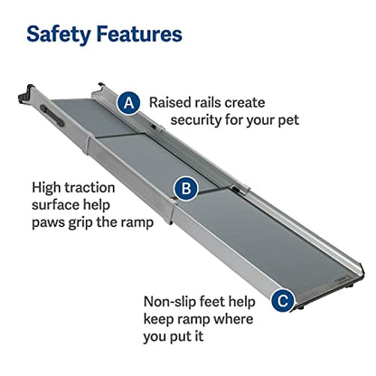 Dog Ramp Extends from 39-71 Inches No Slip High Traction Surface Collapsible and Locking for Easy Storage For Trucks, SUVs, and Cars Weighs Only 13 Pounds - OMOTOR
